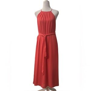 ANTONIO MELANI Elegant Coral Halter Maxi/Midi Dress Size S